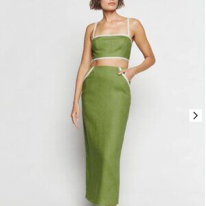 Elena Linen Two Piece size 2 in avocado